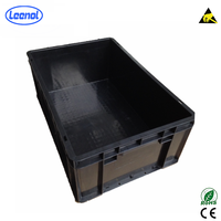 Boîte de rangement électronique en plastique recyclé noir ESD OEM ODM, conteneur antistatique pour le transport de composants électroniques de précision