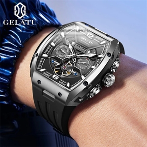 Envío Directo GELATU 6013 Reloj Mecánico de Alta Calidad para Hombre, Diseño 3D con Tourbillon, Resistente al Agua, Doble Calendario, Luminoso, Correa de Silicona - Product Image 3