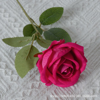 Résistant à la décoloration Premium flanelle tissu soie Rose tige unique à la main fleur artificielle pour mariage saint valentin décor à la maison