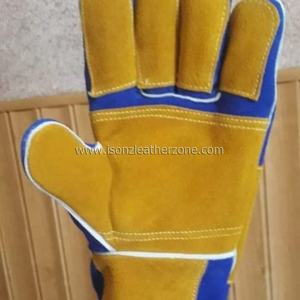 Gants de sécurité de luxe en cuir de vache fendu bleu à double paume Gants de soudage Tig - Product Image 2
