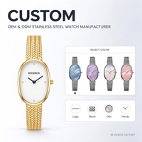 Montres à quartz pour femmes, dernières tendances de la mode, forme ovale fine, boîtier en acier, acier inoxydable, montre élégante, montre de luxe en or pour femmes