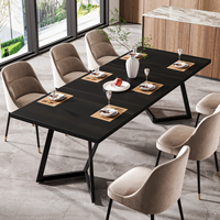 Table à manger Tribesigns de 70,86 pouces, grande table noire pour 6 à 8 personnes, table de cuisine rectangulaire moderne avec structure en métal