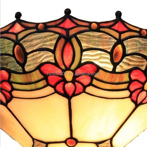 Applique murale en verre de style Tiffany, 12 pouces, demi-rond, design européen fait main, avec abat-jour rouge LED pour l'éclairage de la chambre à coucher et du salon - Product Image 6