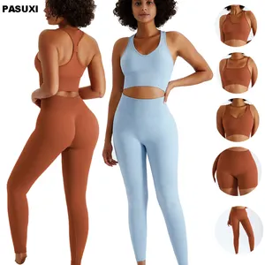 PASUXI в наличии, индивидуальный спортивный женский костюм для йоги, спортивная одежда, одежда для тренировок, женская одежда для активного отдыха, комплект для йоги