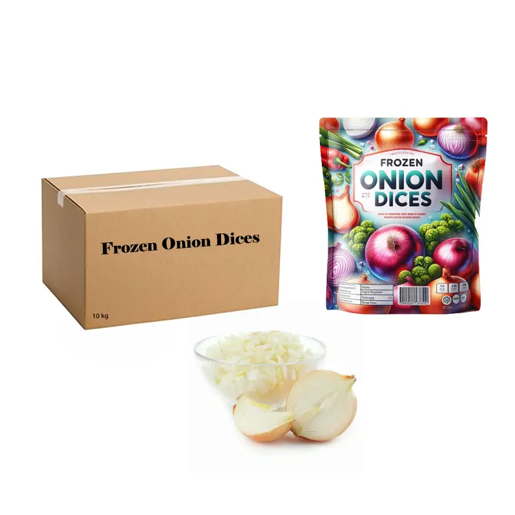 Oignons frais savoureux disponibles Oignon IQF en vrac dés d'oignon IQF pratiques de 10mm pour les cuisines commerciales et les détaillants