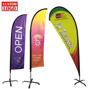 Drapeau publicitaire extérieur personnalisé de haute qualité, forme goutte d'eau, drapeau de plage, drapeau à plume, forme concave - Product Image 1