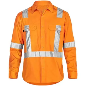 China Wholesale High Visibility 3M Shirts High Quality Safety Orange Class 2 High Vis Work Shirt