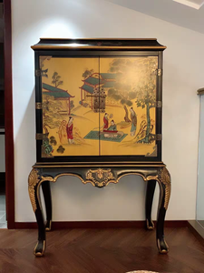 Gabinete de madera de esquina alta pintado antiguo Retro neoclásico de estilo americano europeo muebles para el hogar almacenamiento decorativo para vivir - Product Image 4