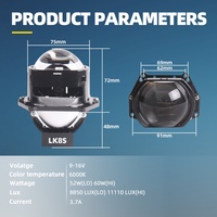 SANVI LK8S Lentille de phare Bi-LED carrée 3.0'' Projecteur de lumière automatique Hi/Lo 52-60W 12V Nouvelle fixation universelle