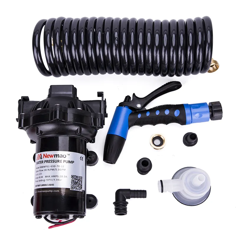 Newmao 12v Washdown 펌프 키트 캐러밴 압력 워터 펌프 20L/min 70 PSI 데크 워시 다운