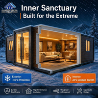 Casa Contenedor de Acero Expandible con Marco Blanco, Paneles de Doble Ala, Puerta Corredera de Cristal, Villa Familiar Prefabricada Lista para Habitar, Almacén