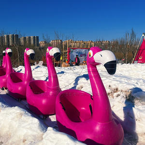 Luge de neige en PE pour l'extérieur, flamant rose, une personne, écologique, durable, capacité de charge de 100 kg, pour enfants et adultes - Product Image 5