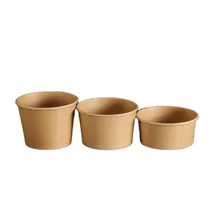 Tùy Chỉnh Tái Chế Kraft Paper Salad Bowls Brown Kraft Soup Paper Bowls Với Nắp Đậy