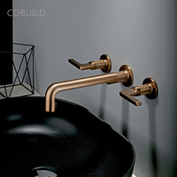 Mitigeur de lavabo en laiton de luxe de 8 pouces à double poignée avec valve en céramique pistolet gris mural pour salle de bain