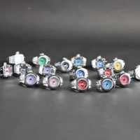 Bague Montre Vintage Punk Cadran Quartz Analogique Bracelet Élastique Classique Y2K Argent Mini Bague Montre
