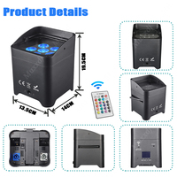 4 pièces avec sac souple, projecteurs LED S6 6x18w RGBWA UV 6 en 1, alimentés par batterie, sans fil, DMX512, télécommande par application téléphonique, lumières DJ