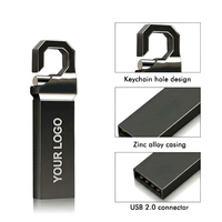 Flash Drive USB 2.0 3.0 Mini Metal Custom LOGO Terlaris 2026, 1GB-128GB Grosir