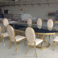 Table de banquet ovale en acier inoxydable démontable avec structure métallique pour événements de location de luxe et mariages