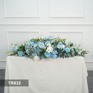 DKB Factory Wholesale Wedding Decor Customized Silk Flower Runner Flower Row Greenny Strips White and Green Decorative - Product Image 3