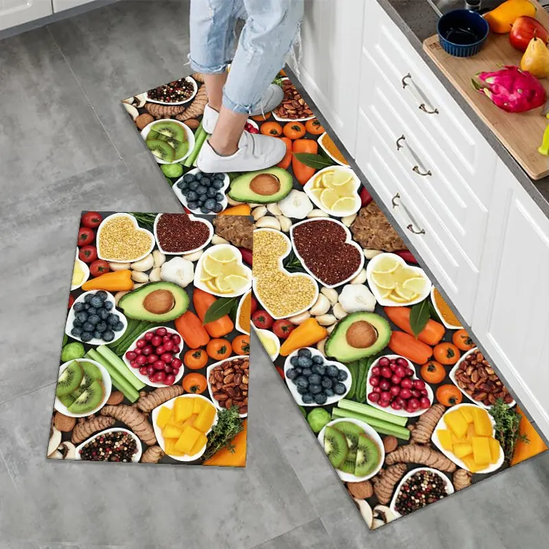 Comfortable Safety Washable Kitchen Rugs Floor Carpet Heat Resistant 3d Printed Non-Slip Room Kitchen Mats And Rugs