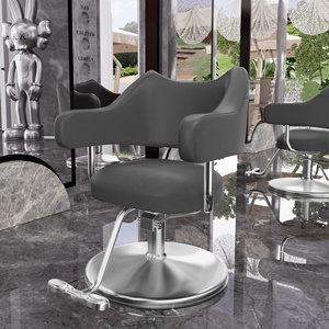 Fauteuil de Barbier Moderne, Chaise de Salon de Coiffure, Siège Rembourré Blanc, Base Hydraulique, Accoudoirs pour Salon de Barbier - Product Image 3
