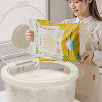 Boîte alimentaire ronde en plastique transparent PP avec couvercle, boîte de rangement pour riz, utilisation pour la cuisine, le garde-manger, l'organisation de la maison
