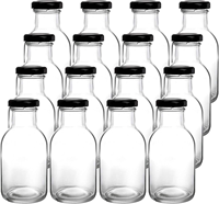 Bouteilles de sauce piquante de 8 oz avec bouchons à vis anti-fuite, bouteilles en verre à large ouverture avec couvercles pour le lait, les boissons, l'huile, les vinaigrettes