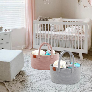 Organisateur de couches portable en corde de coton moderne, grande capacité, avec couche intérieure en <span class=keywords><strong>feutre</strong></span>, sac de rangement pliable pour chambre de bébé - Product Image 6