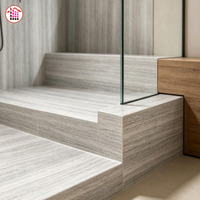 Dalle de quartzite gris naturel poli et affiné sur mesure pour la rénovation de salles de bain résidentielles