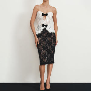 ZYHT 73734 estate donna senza spalline 3D fiocco pizzo stile Casual Midi tessuto traspirante fiore Madi - Product Image 1