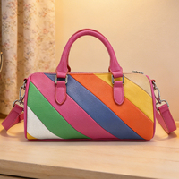 Damen Bunte Reisetasche PU-Leder Boston-Tasche Große Kapazität Handtasche Mit Schulterriemen Modische Weekender-Tasche