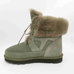 HQB-WS037 New style snow boots factory custom winter boots premium quality fashion genuine sheepskin boots for women