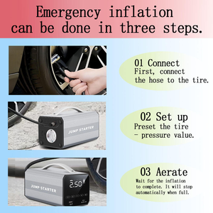 Démarreur de voiture multifonctionnel 12V avec compresseur d'air, batterie externe portable, gonfleur de pneus numérique pour voiture, <span class=keywords><strong>moto</strong></span>, urgence - Product Image 5