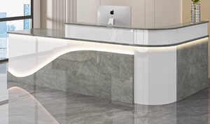 แผนกต้อนรับมุมโค้งไฮเอนด์สำหรับเคาน์เตอร์บาร์ของบริษัทในโรงแรมห้างสรรพสินค้า-โต๊ะบริการลงทะเบียนเงินสด - Product Image 6