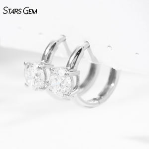 Pendientes de Aro de Diamantes Cultivados en Laboratorio, Chapados en Rodio, Oro Sólido de 18K, Joyería Fina Unisex de Lujo StarsGem, 1.07ct DEF VS, Corte Brillante, Modernos - Product Image 3