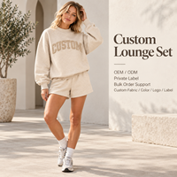Ensemble de détente 2 pièces personnalisé pour femme, col rond, sweat-shirt oversize et short, tenue douce pour le quotidien et la maison