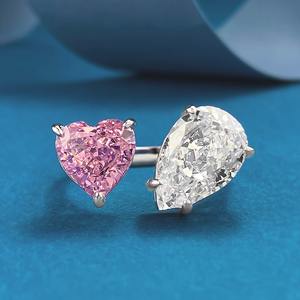 Anillo de Plata de Ley 925 con Baño de Rodio para Mujer, con Circonita, Forma de Pera, Corazón, Diamante, Anillos de Compromiso, Joyería Fina al por Mayor - Product Image 2