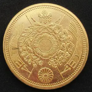 Custom Decorative Metal Coins JP(23) Reproduction Japan 20 Yen Gold-Plated Asian Meiji 13 Year Coin