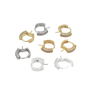 DIY Fashion Earrings, Pearl Holder Ear Clips, Micro-set Zircon, 18K Gold Plating, Color Retention, Semi-perforated Pearl Holder - Product Image 5