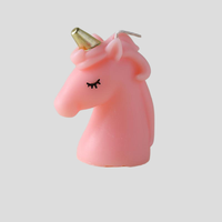 Bougie parfumée artisanale en cire de soja, licorne aux yeux fermés couleur macaron, pour décoration de gâteau