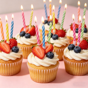 Velas de Parafina sin Aroma de 6 cm, 24 Unidades, Multicolor, para Decoración de Pasteles de Cumpleaños - Product Image 6