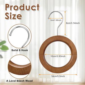 Anneau porte-foulards en bois rotatif à 360 degrés, organisateur circulaire pour vêtements, cravates et chapeaux - Product Image 2