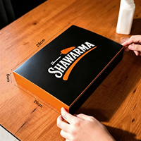 Boîte d'emballage personnalisée pour restaurant - Boîte à shawarma - Matériaux recyclés biodégradables - Forme quadrillée - Revêtement UV - Boîte à couvercle rabattable intégrée