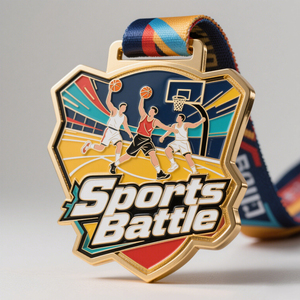 Factory Design Zinc Alloy 3D Enamel Half Marathon Running 5K 10K Race Finisher Gold Award Custom Metal Sports Medal With Ribbon - Product Image 3