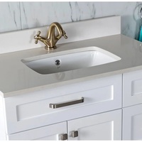 Meuble-lavabo de salle de bain gris clair de 36 pouces à poser sous le plan avec dessus en bois, meuble-lavabo moderne résistant à l'eau pour hôtel