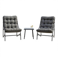 Ensemble de meubles de balcon pliants en fer, chaises rembourrées imperméables, table d'appoint, sièges de patio modernes pour l'extérieur