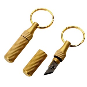 Portable Keychain Brass Engraving Knife Mini Handheld Carbon Steel Blade Metal Handle 45 Degree Tip Angle Utility Knife - Product Image 1
