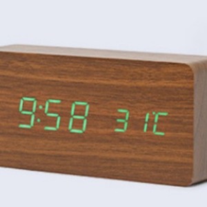 Wooden Digital LED <b>Alarm</b> <b>Clock</b> Rectangular LCD Desk <b>Clock</b> Temperature Display Snooze Timer for Bedroom Desk - Product Image 4