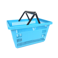 Panier de courses en plastique écologique de 21 L avec poignées, caisse en plastique empilable pour supermarché