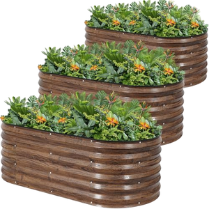 Kit de Jardinera Elevada de Metal Galvanizado |   Jardinera Exterior de 3 Piezas con Diseño de Triple Protección y Tira de Goma para Flores - Product Image 1